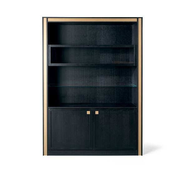 Elegant bookcase with large shelves and closed doors by Zanaboni