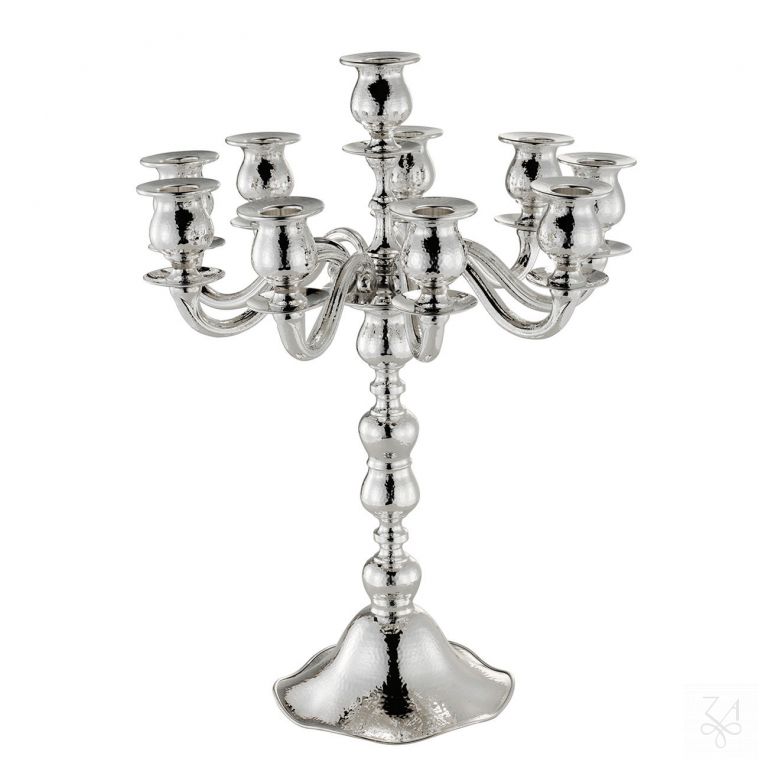 Candelabra 10L Hammered - H.-48cm by Zaramella Argenti srl