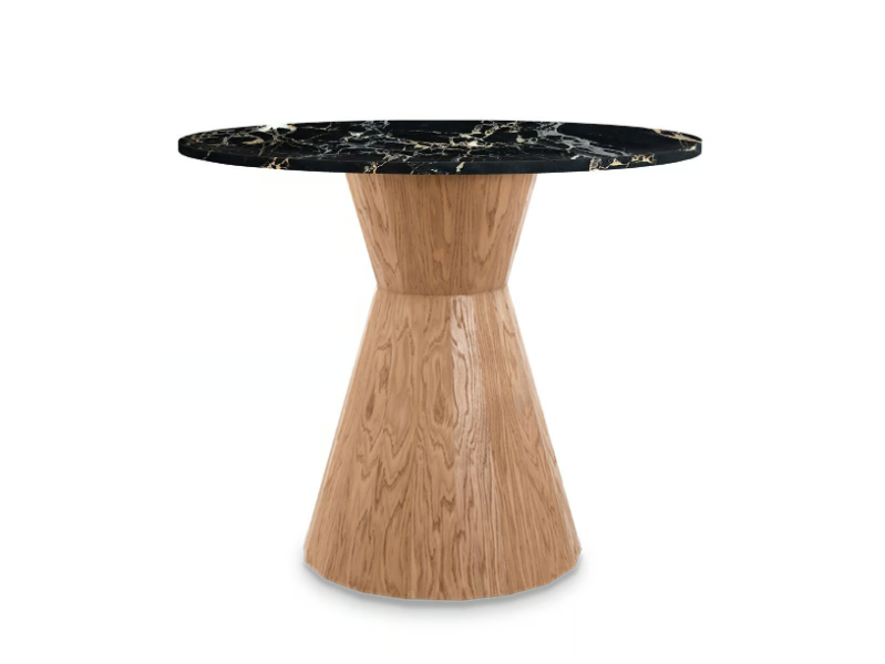 BASKET OAK - Round Portoro marble table by 5A Design