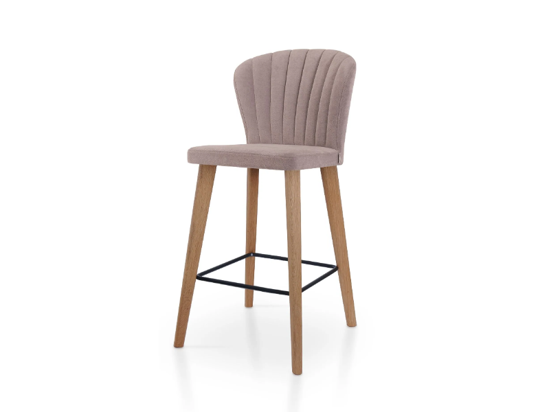GLORIA BAR OAK - High fabric stool with footrest by 5A Design