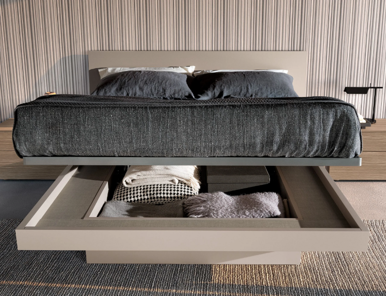 SIRIO - BEAUTY - Wooden storage bed with integrated lighting by Adok