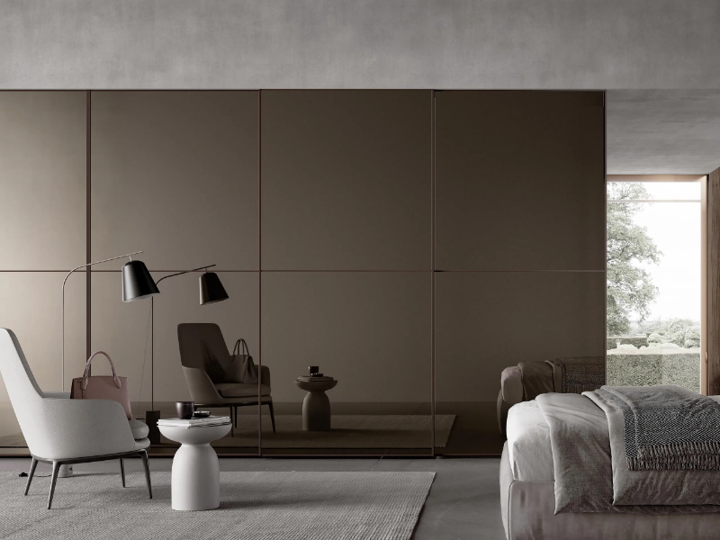 SQUARE - Mirrored glass wardrobe with sliding doors by Adok