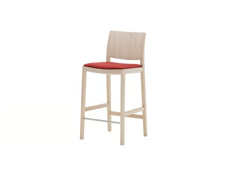 DUOS BQ2759 - High wooden stool with integrated cushion by Andreu World