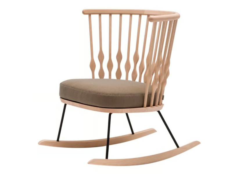 NUB BU1455 - Rocking beech easy chair with integrated cushion by Andreu World