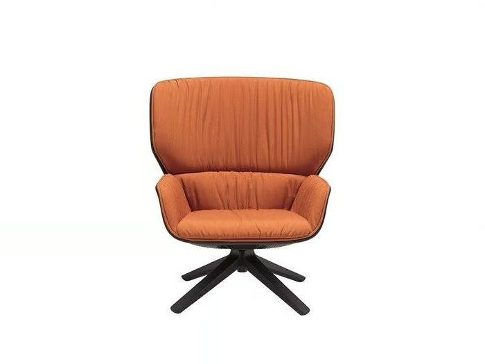 NUEZ LOUNGE BIO BU2743 - Swivel trestle-based armchair high-back by Andreu World