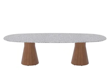 REVERSE WOOD OUTDOOR ME15108 - Oval table with iroko base by Andreu World