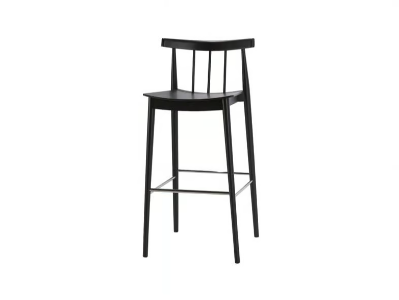 SMILE BQ0327 / BQ0346 - High beech stool with back with footrest by Andreu World