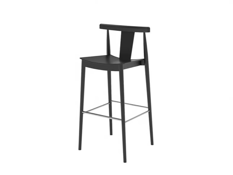 SMILE BQ0337 / BQ0348 - High beech stool with back with footrest by Andreu World