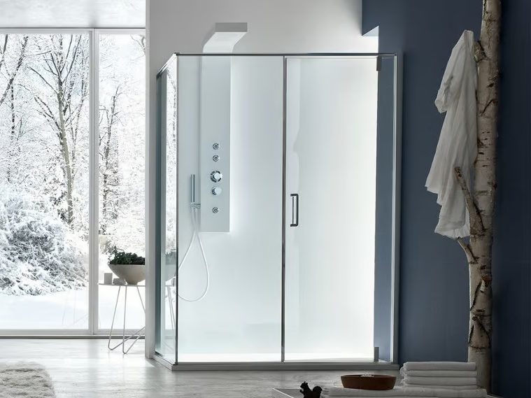 S6 - Corner glass shower cabin with pivot door by Arcom