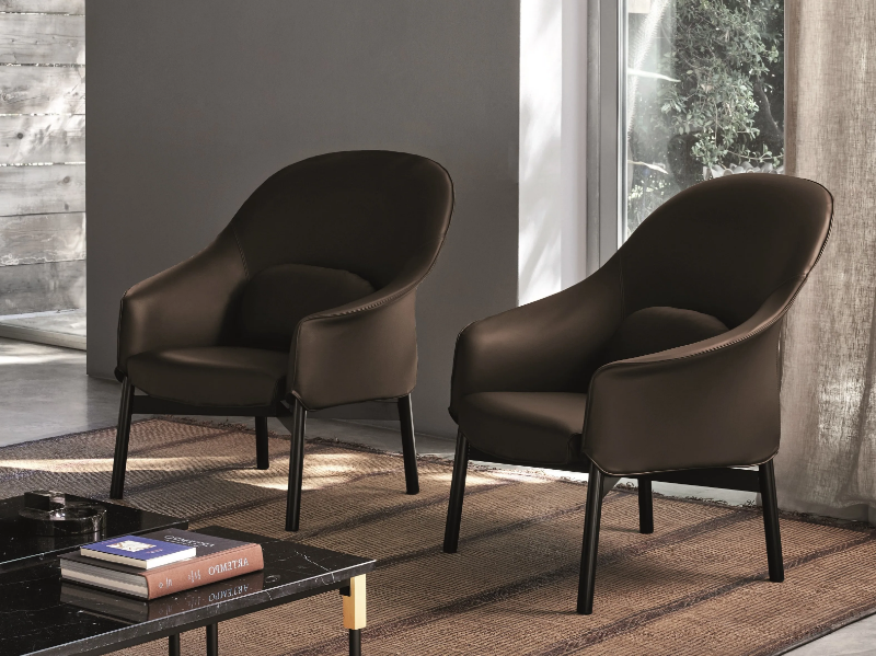 GLORIA HIGH - Leather easy chair with armrests by Arflex
