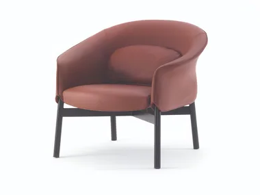 GLORIA LOW - Leather easy chair with armrests by Arflex