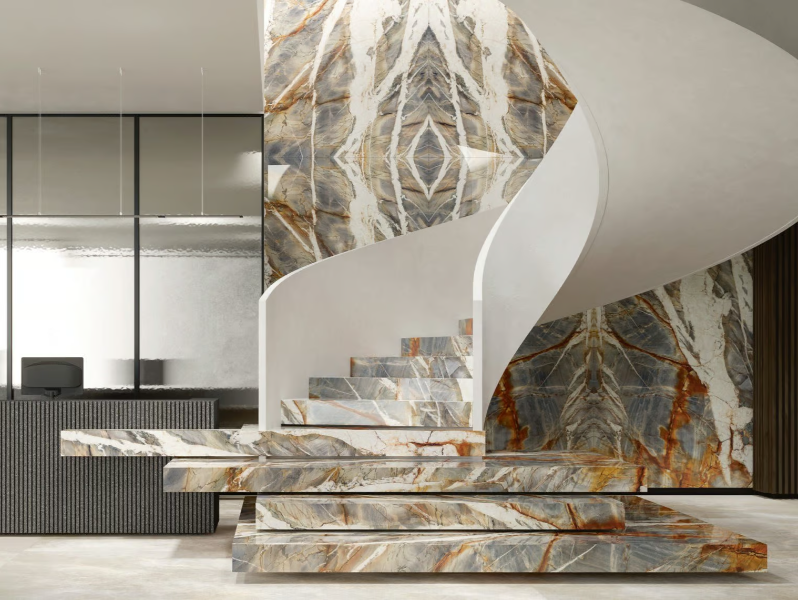 ULTRA MARMI - BLUE TEMPEST - Porcelain stoneware wall/floor slabs with marble effect by ARIOSTEA