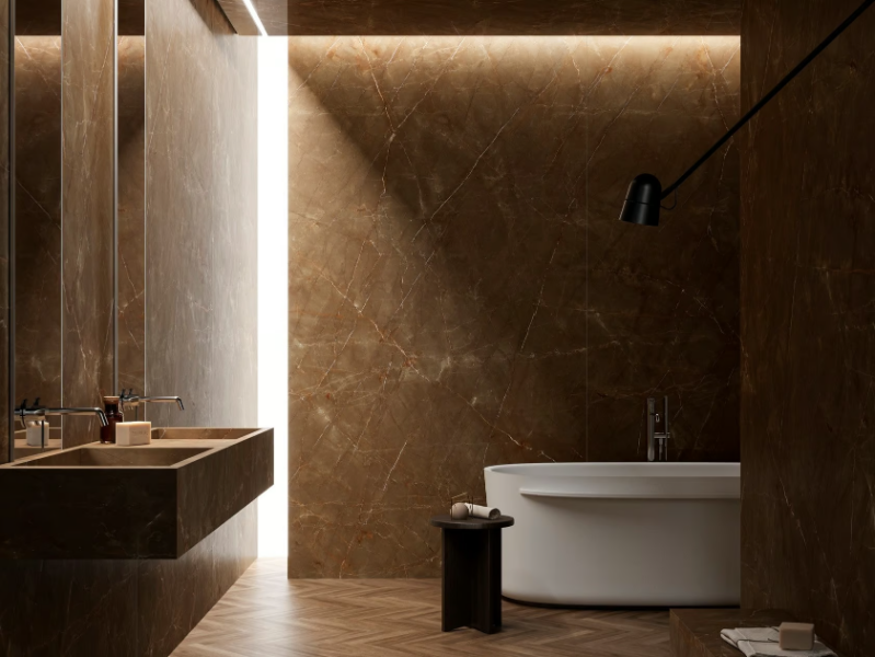 ULTRA MARMI - PULPIS BRONZE - Porcelain stoneware wall/floor slabs with marble effect by ARIOSTEA