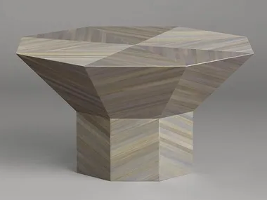 FLARE SHORT - Low octagonal straw marquetry side table by Articolo Studio