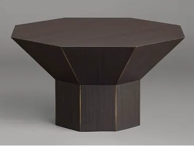 FLARE SHORT - Low octagonal wood veneer side table by Articolo Studio