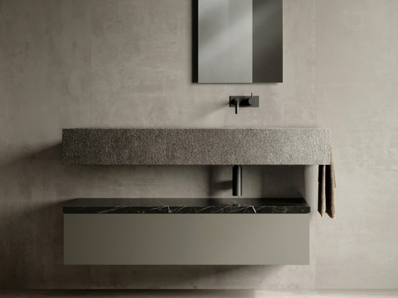 HABITAT DIALOGO - Single wall-mounted vanity unit with integrated washbasin by Atlas Concorde