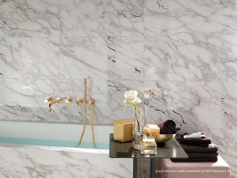 MARVEL EDGE - White-paste wall tiles with marble effect by Atlas Concorde