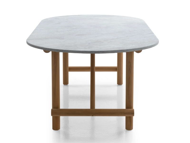 AYANA - Oval solid wood and Serpentine stone garden table by B&B Italia Outdoor