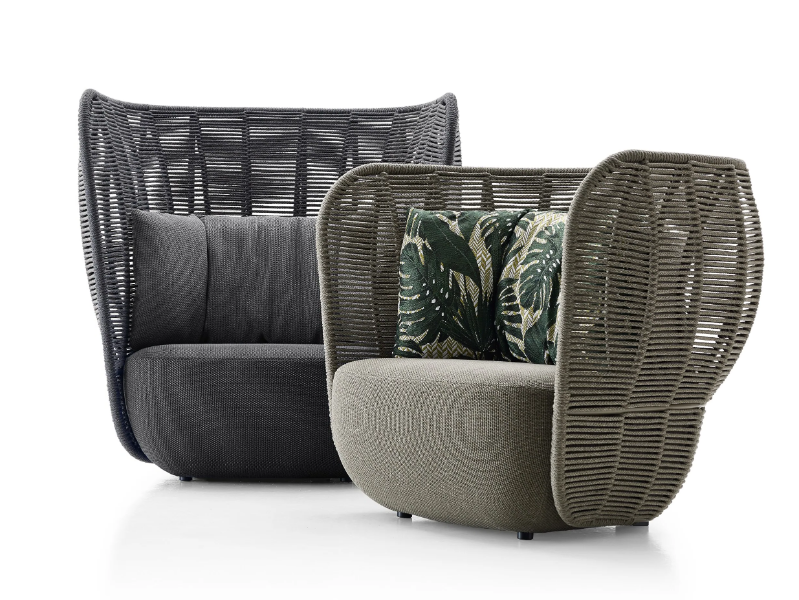 BAY - High-back garden armchair by B&B Italia Outdoor