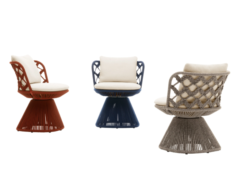 FLAIR O' OUTDOOR - Aluminium garden chair with polypropylene ribbons by B&B Italia Outdoor