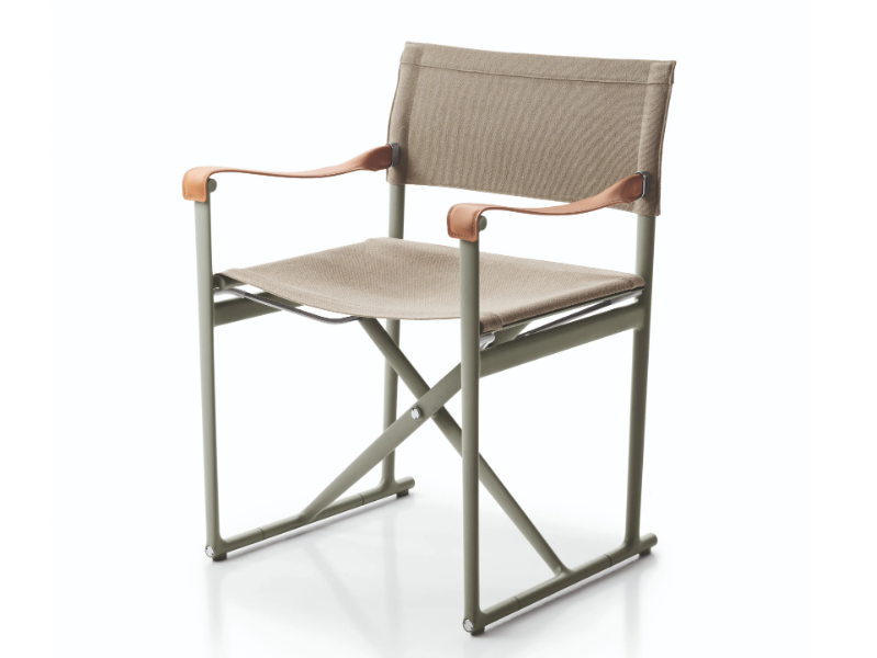 MIRTO OUTDOOR - Folding canvas garden chair with armrests by B&B Italia Outdoor