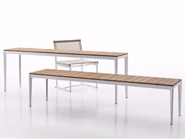 MIRTO OUTDOOR - Rectangular aluminium and wood garden console by B&B Italia Outdoor