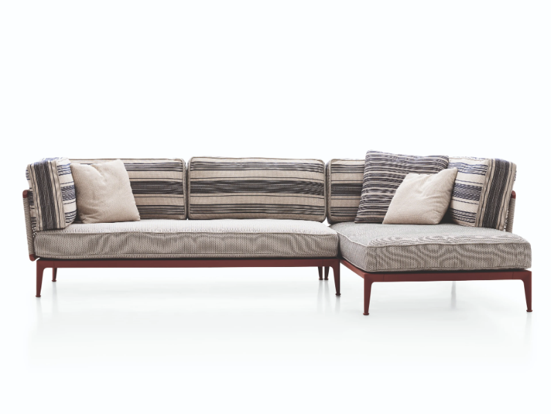 RIBES - Fabric garden sofa with chaise longue by B&B Italia Outdoor