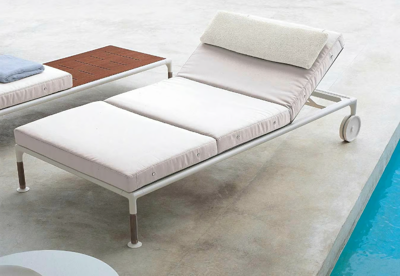 SPRINGTIME - Recliner fabric sun lounger with castors by B&B Italia Outdoor