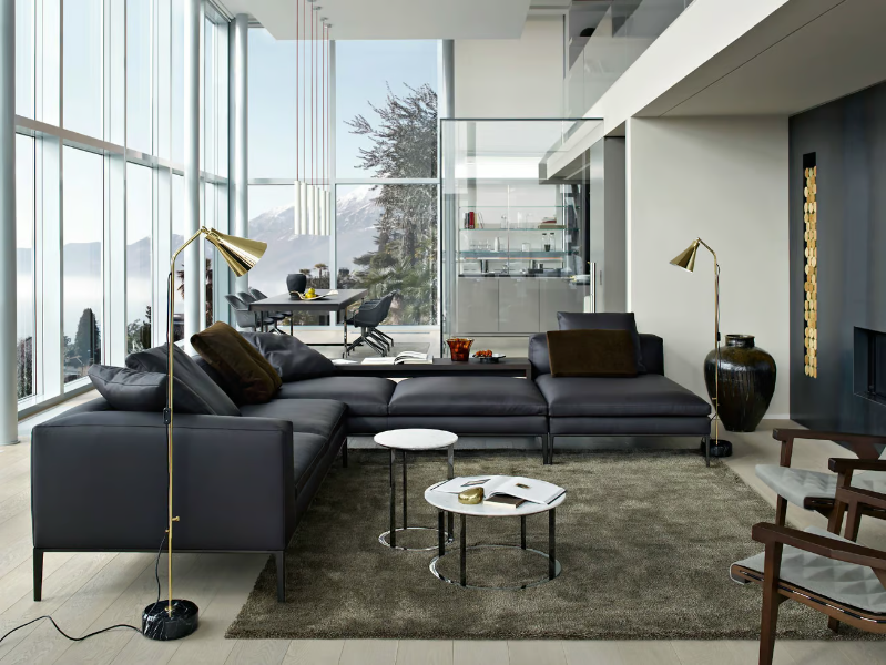 MICHEL - Corner sectional leather sofa by B&B Italia