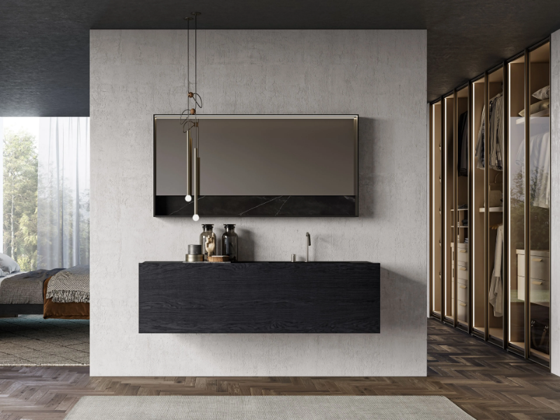 SAIL COMP. 4 - Wall-mounted vanity unit with drawers and mirror by Birex