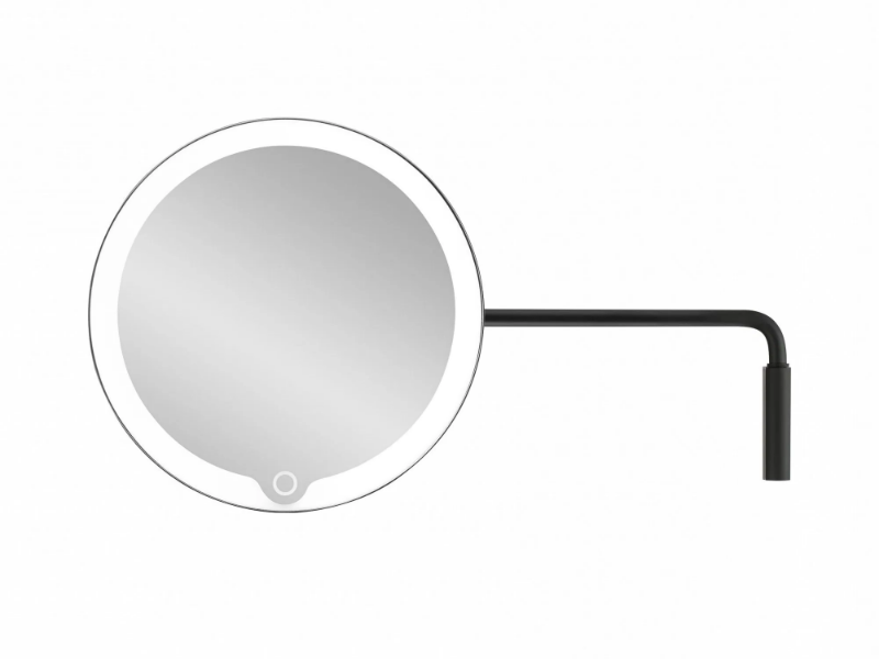 MODO - Wall-mounted round steel shaving mirror with integrated lighting by Blomus