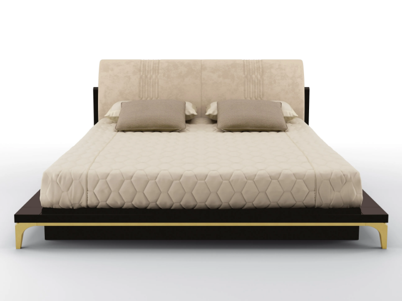 HORIZON - Solid wood bed with nabuk upholstered headboard by BRUNO ZAMPA