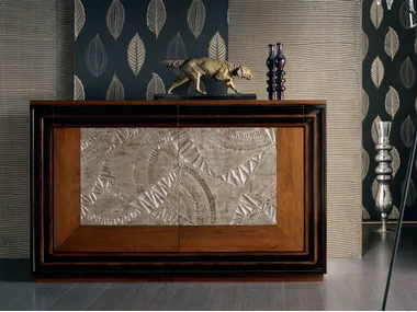 ÉTOILE DAY - Silver leaf sideboard with doors by Cantiero