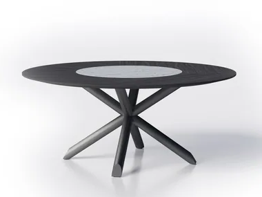 THOMAS - Round metal table with wooden top by Cantori