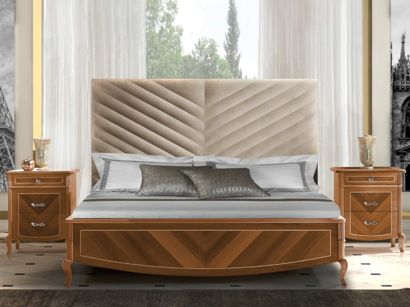 PRESTIGE 2 - Wooden king size bed with upholstered headboard by CASA +39