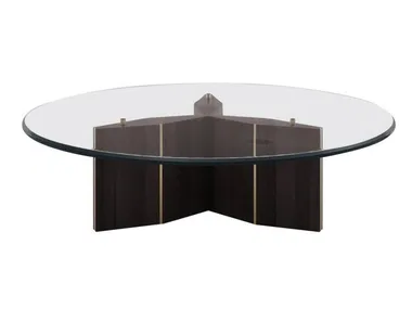 LORCA - Round low tempered glass coffee table for living room by Casa Magna
