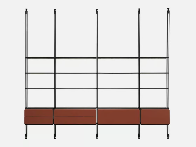 SOLARO - Open floor-ceiling mounted shelving unit by Casa