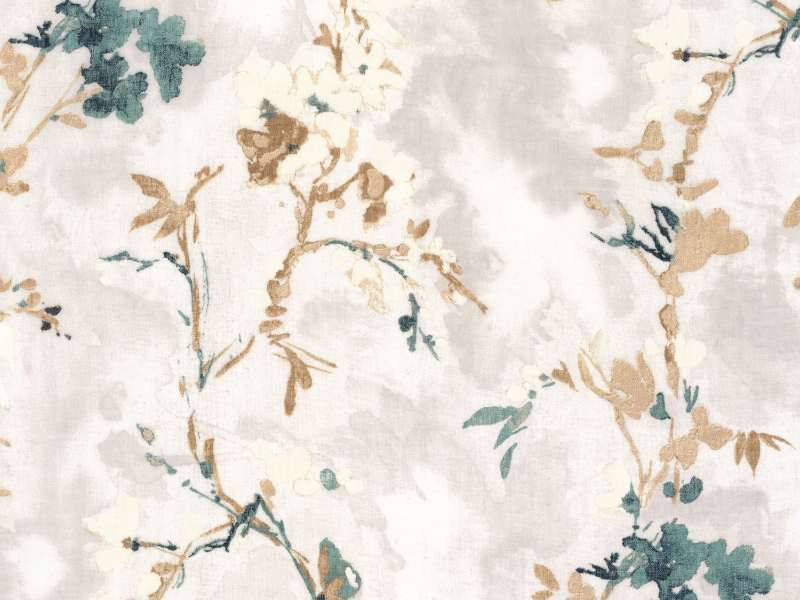 CERISIERS - Washable linen fabric with floral pattern by CASAMANCE