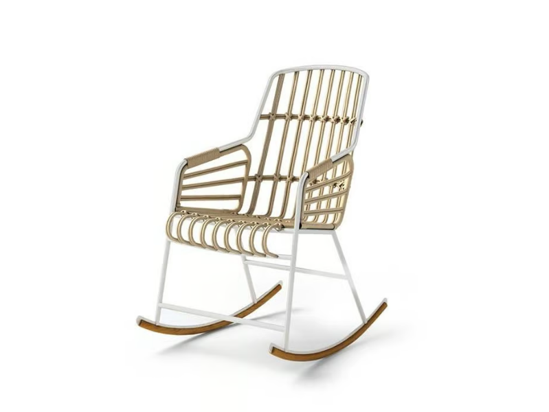 RAPHIA ROCKING - Rocking rattan chair with armrests by Casamania & Horm