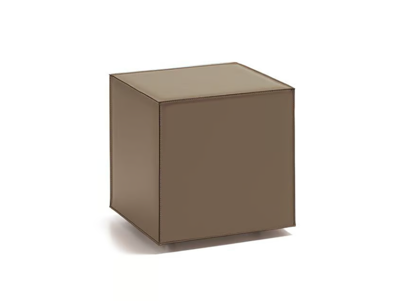 KUBO - Leather pouf with castors by Cattelan Italia