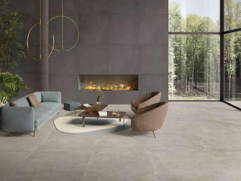 DISTRICT SILVER - Porcelain stoneware wall/floor tiles with concrete effect by CERAMICHE KEOPE