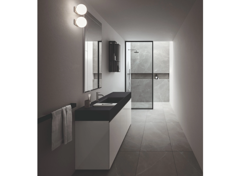 NEROLAB - Wall-mounted laminate vanity unit with mirror by Cerasa