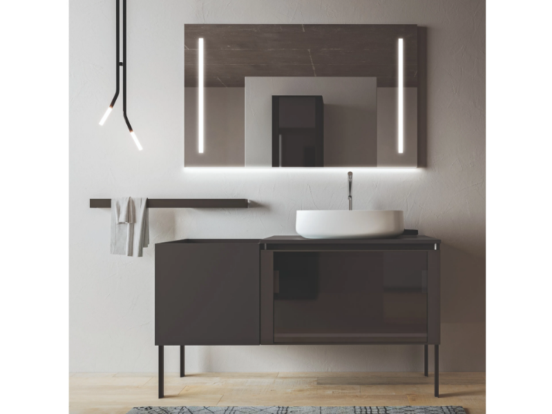 SEGNO - Floor-standing melamine-faced chipboard vanity unit with doors by Cerasa