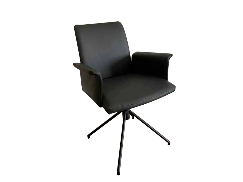 JARO 300 / 400 - Swivel trestle-based leather chair with armrests by Christine Kröncke Interior Design