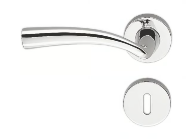 EDO MH 11 R-RY - Brass door handle on rose with lock by Colombo Design