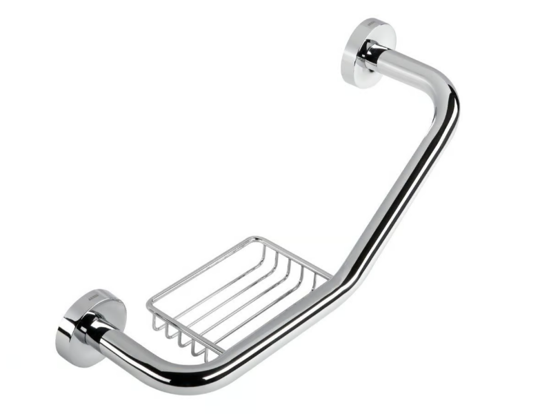 LUNA - Metal grab bar with soap holder by Coram