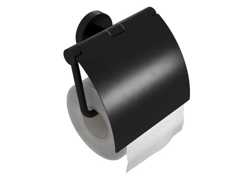 NEMOX BLACK - Metal toilet roll holder with cover by Coram