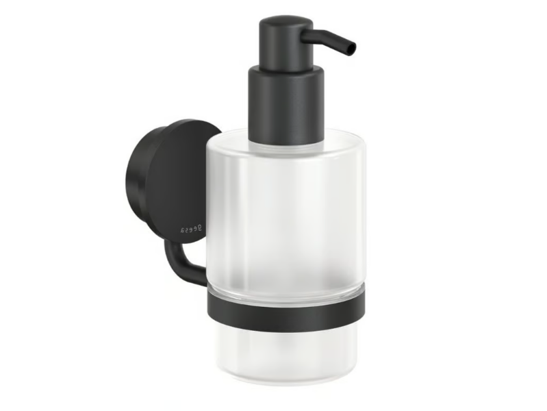 OPAL BLACK - Wall-mounted Glass and Stainless Steel Bathroom soap dispenser by Coram