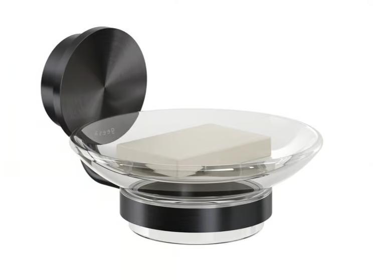 OPAL BRUSHED - Wall-mounted Glass and Stainless Steel soap dish by Coram