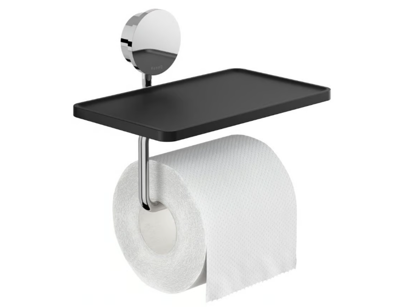 OPAL CHROME - Stainless steel toilet roll holder with shelf by Coram